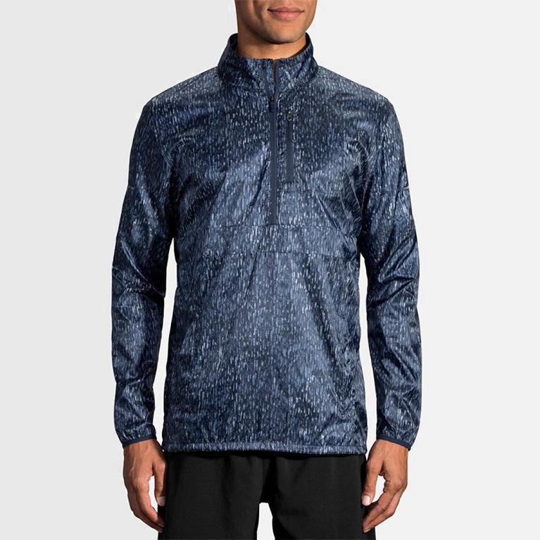 Brooks Lsd Pullover Australia - Men's Running Jackets - Blue (460932-QJH)